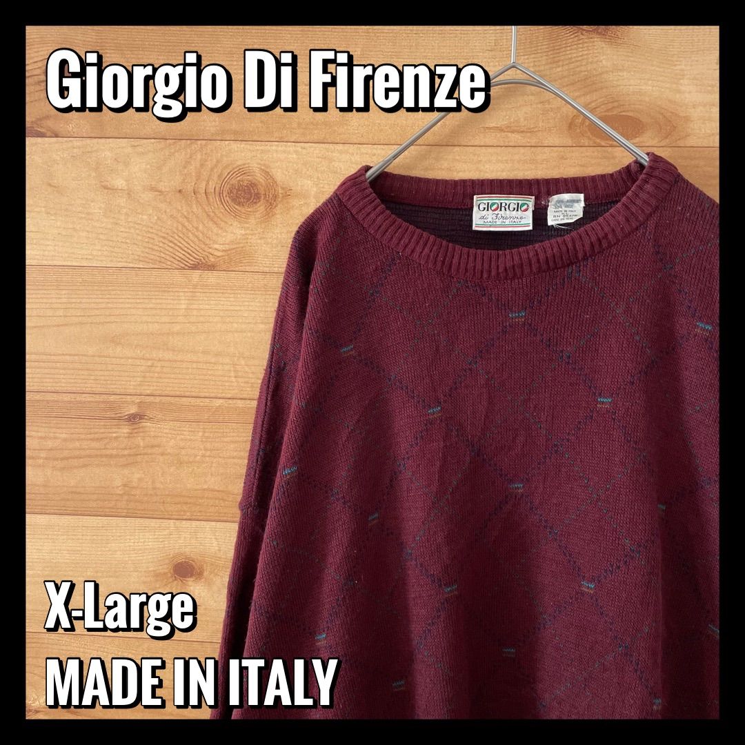 GIORGIO DI FIRENZE マルチボーダー ウールニットセーター イタリア製 メンズM /eaa353918
