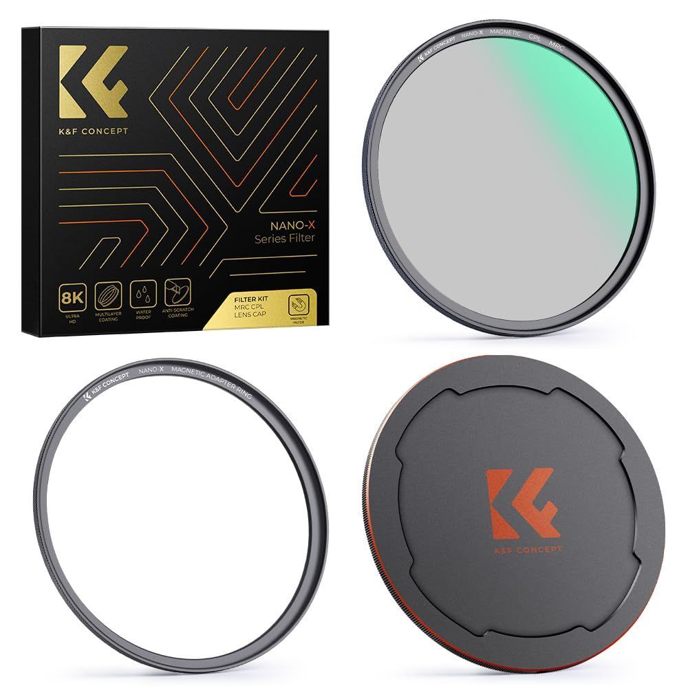 カメラ 【数量限定】Concept 72mm マグネットCPLフィルター+レンズキャップセット 磁気吸着 装着便利 日本製AGC光学ガラス K&F サーキュラー コントラスト 反射調整用 28層ナノコーティング 超薄型 撥水防汚キズ防止 風景撮影のレンズフィルター【メ