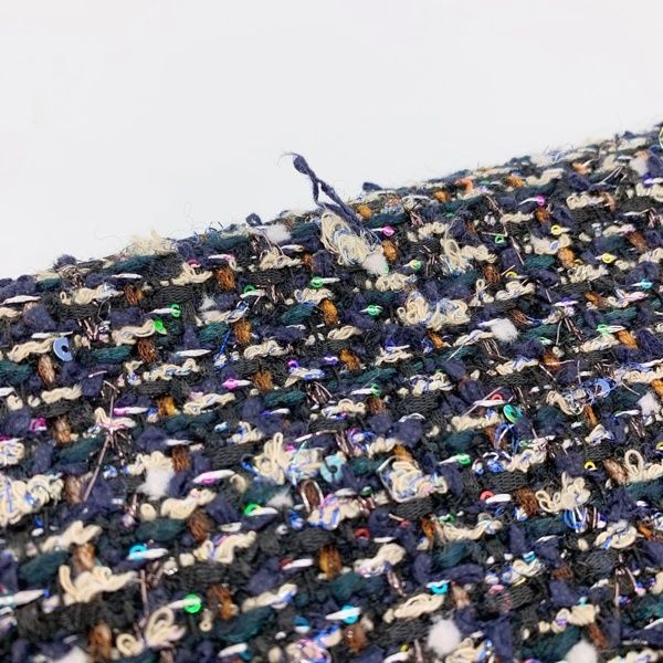 CHANEL シャネル ジャケット ラメツイード チェーントリム ノーカラー