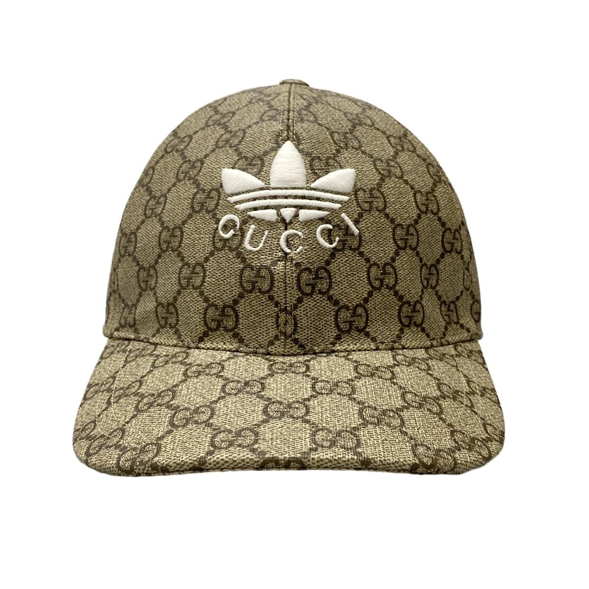 GUCCI グッチ キャップ L 59cm 719406 黒×ベージュ×マルチ adidasコラボ|ダブルサイド コットン