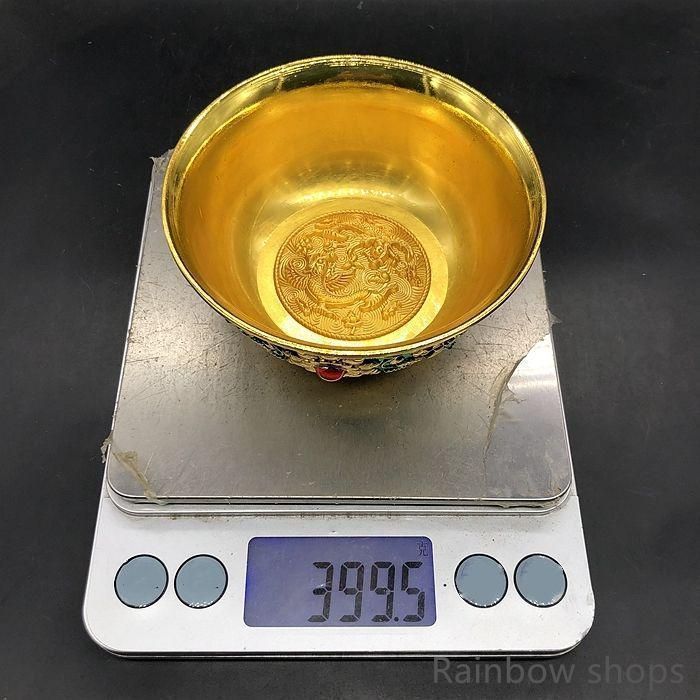 新品未使用】大清乾隆 花開富貴景泰藍花開富貴碗 装飾品 現代