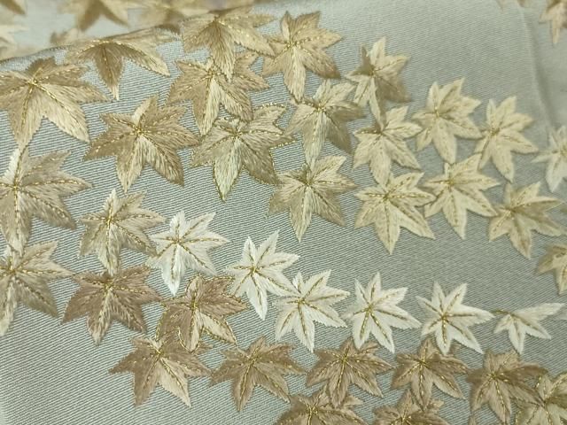 平和屋本店■極上　訪問着　総刺繍　楓　黒鳶色地　金糸　逸品　DZAA5348kh5 平和屋本店□極上 訪問着 総刺繍 楓 黒鳶色地 金糸 逸品 DZAA5348kh5