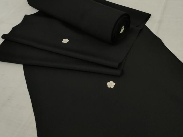平和屋着物▽黒紋付 黒反物 着尺 丹後ちりめん 正絹 逸品 未使用