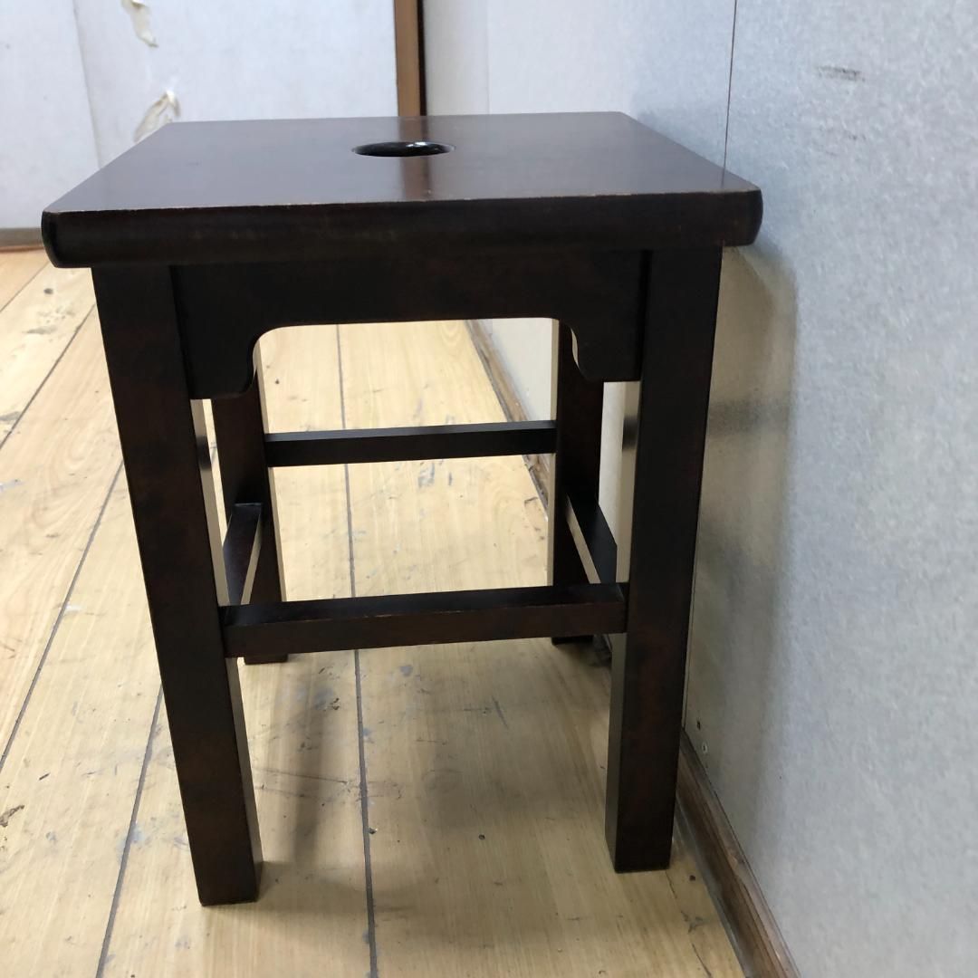 木製 スツール 北海道民芸家具 丸穴座面 花台 飾り台 椅子 ダークブラウン アンティーク調 251007-6 MARWIL-DEMENAGEMENTS_CH