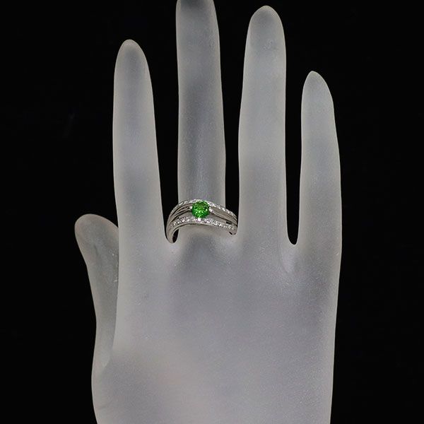 Pt900 デマントイド ガーネット ダイヤモンド リング 0.71ct D0.24ct