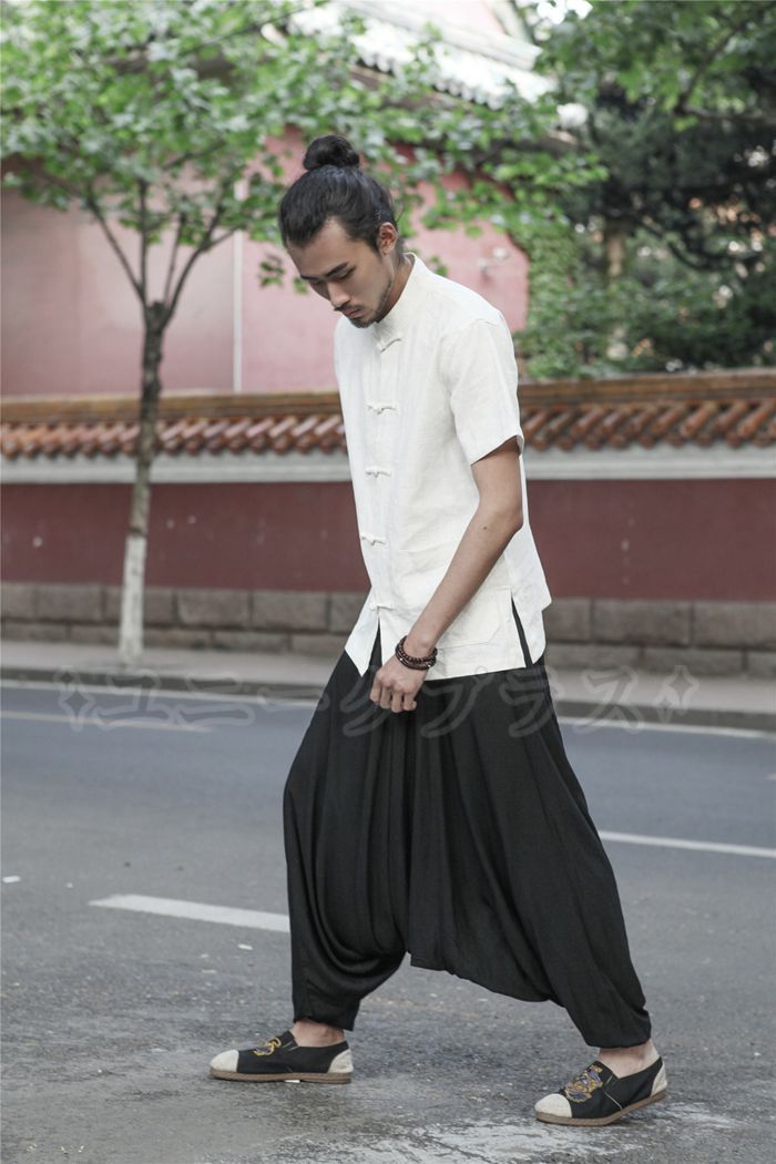 サルエルパンツ ワイドパンツ アラジンパンツ ダンス 綿麻パンツ