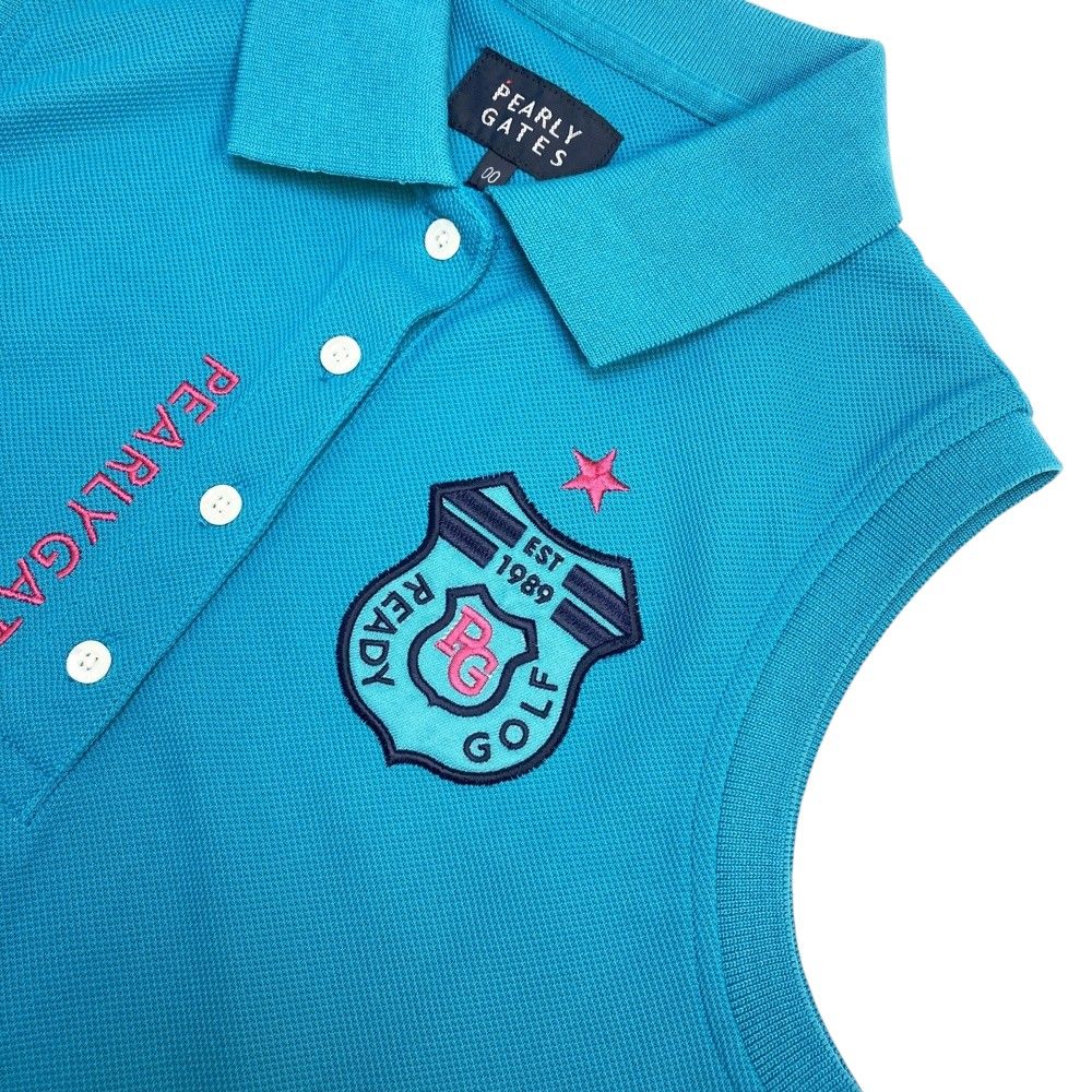 【1円】PEARLY GATES パーリーゲイツ ノースリーブポロシャツ ワッペン ホワイト系 0 [240001747897] PEARLY GATES パーリーゲイツ ノースリーブポロシャツ ボーダー柄
