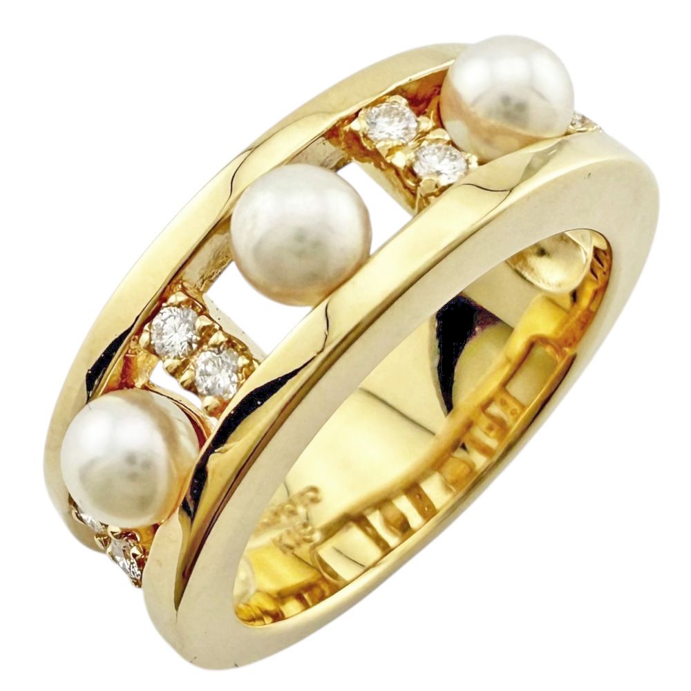 ミキモト リング 指輪 9号 18金 K18イエローゴールド ダイヤモンド レディース MIKIMOTO ミキモト