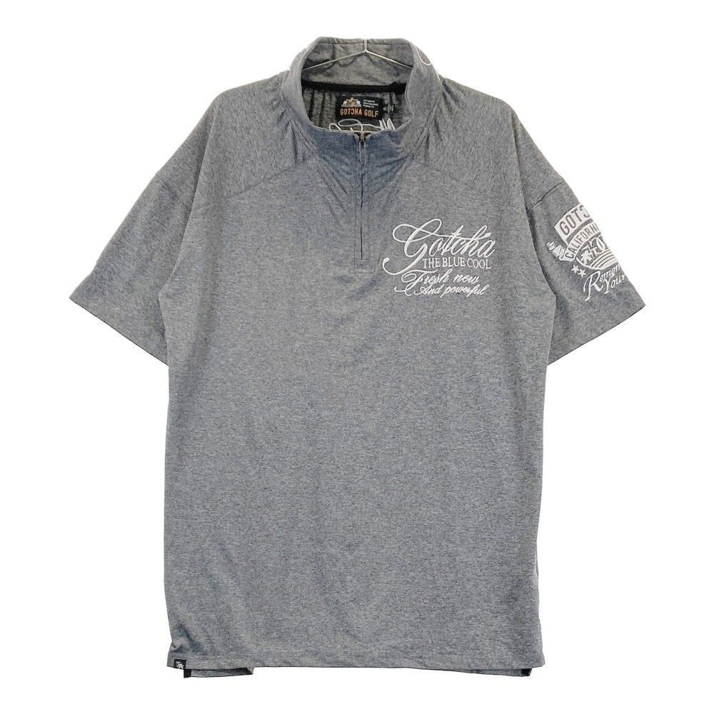 サイズ：XL GOTCHA ガッチャ  ハーフジップ 半袖Tシャツ  グレー系 [240101335577]# ゴルフウェア メンズ ストスト