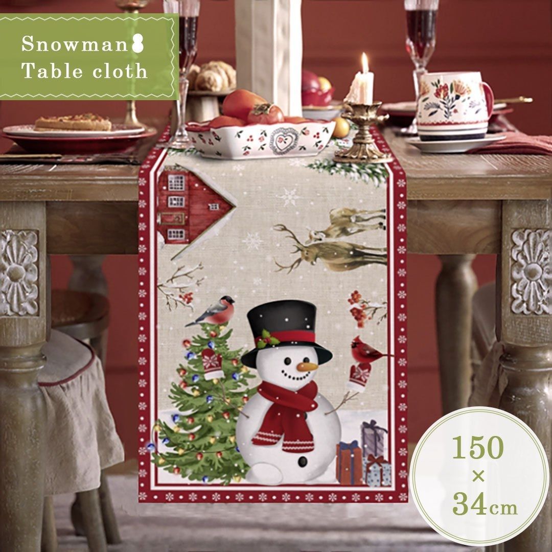 クリスマス 雪だるま テーブルクロス 150cmx34cm christmasA 在庫限り】クリスマス 雪だるま テーブルクロス 150cmx34cm