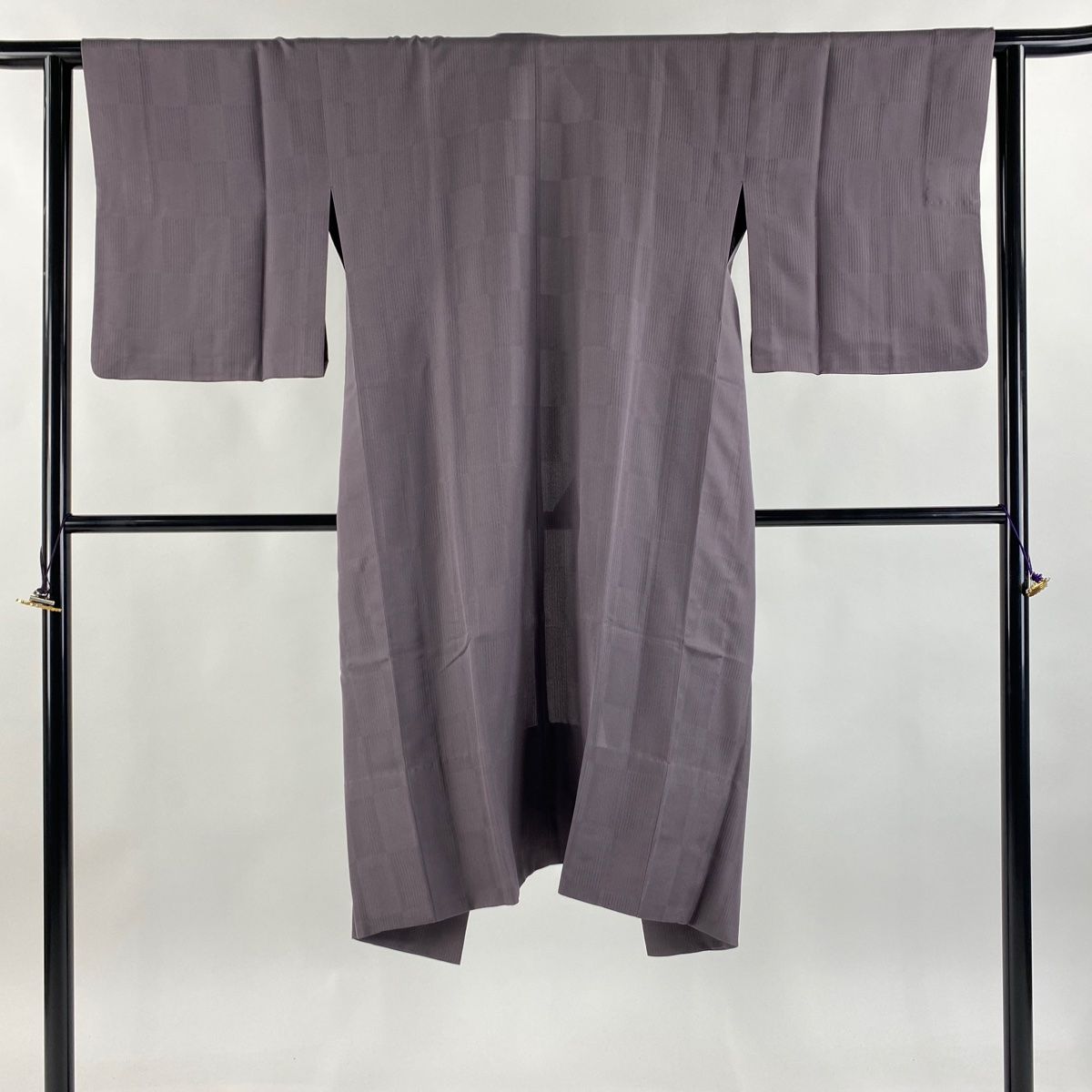 道中着 身丈119.5cm 裄丈63cm S 和装コート 着物衿 地紋 灰紫 正絹