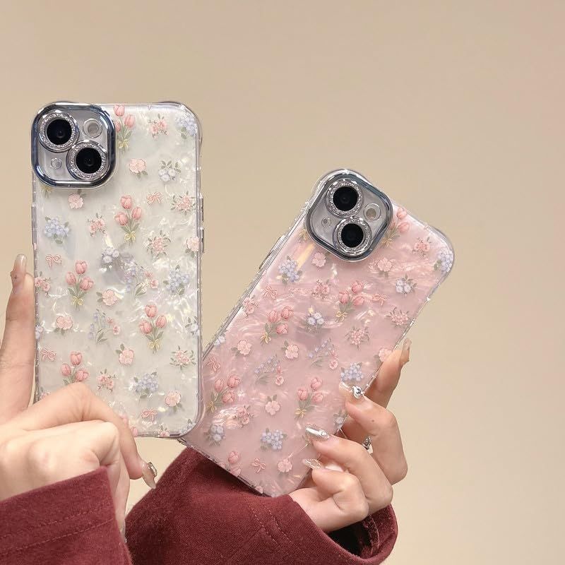 【新着商品】iPhone15 用 ケース お花 可愛い 韓国 おしゃれ シェル柄 CASETK おしゃれ フラワーズ 耐衝撃 エアバッグ 滑り止め すり傷防止 薄型 軽量 スリム 携帯便利 アイフォン15 用 ケース