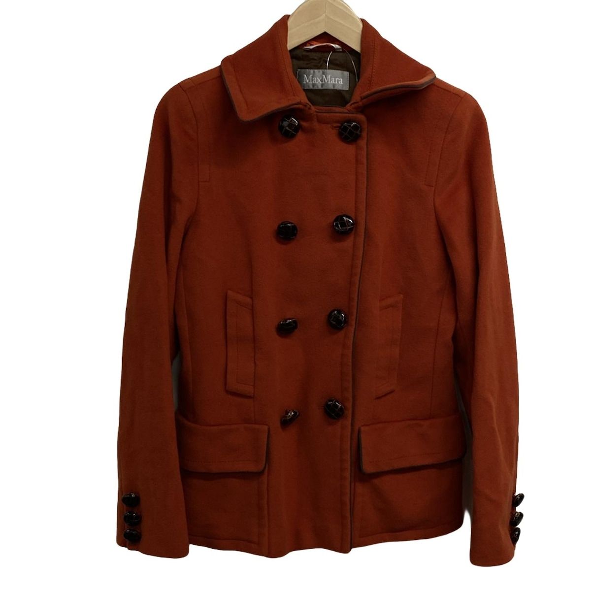 Max Mara マックスマーラ Pコート サイズ42 M レディース オレンジ 長袖|ショート丈|ヴァージンウール|冬物
