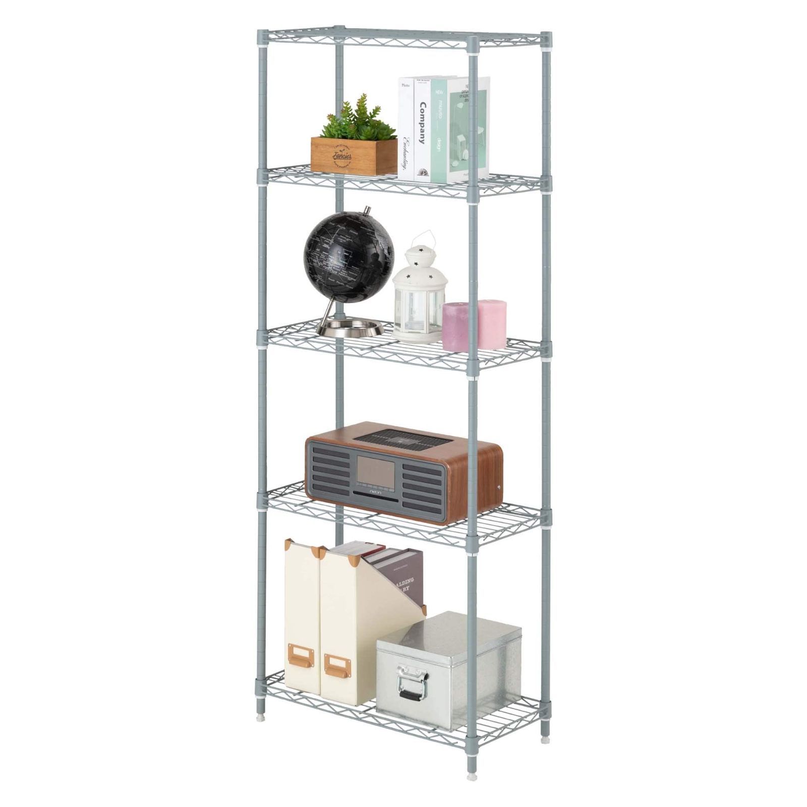 人気商品全体耐荷重325kg グレー 幅59.5cm×奥行29.5cm×高さ151.5cm M1560305GY 収納 頑丈 棚 ワイヤーシェルフ スリムスチールラック 奥行30 幅60 ポール径19mm 5段 パーツ対応 ルミナス互換 キッチン ドウシシャ