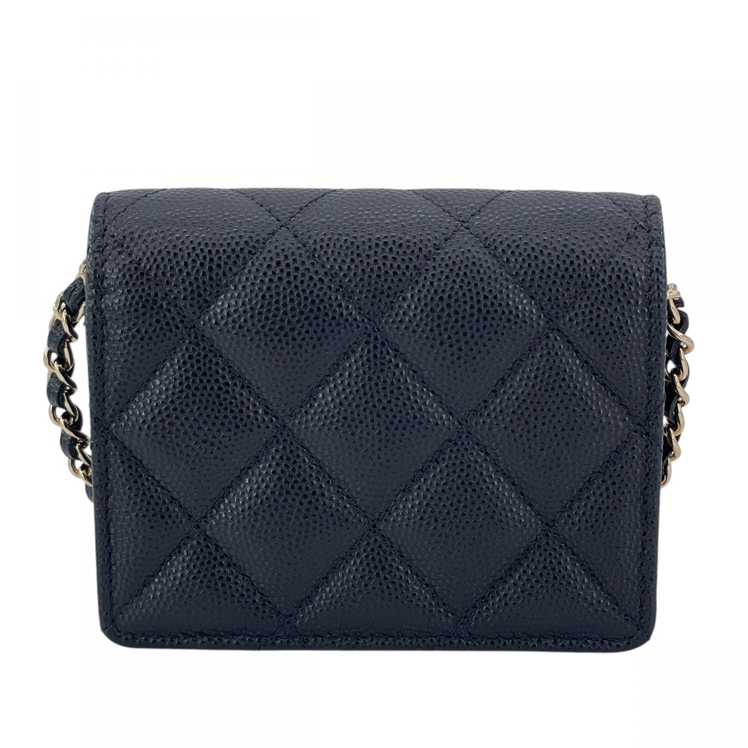 CHANEL シャネル AP1730 ショルダーカードケース キャビアスキン 名刺入れ ブラック レディース 24002601 KJ