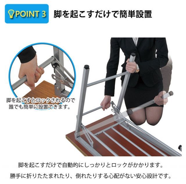 OFFICE FUNITURE オフィスファニチャー 折りたたみテーブル W180×D45cmサイズ WWW_KANDAIZUMI_COM