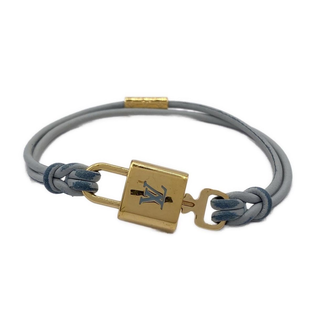 LOUIS VUITTON ルイヴィトン ブレスレット ブレスレットLVパドロック M1050 レザー 牛革 ホワイトブルー