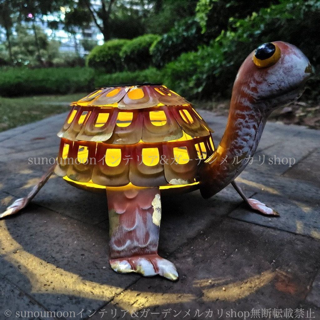 ソーラー 置物 ガーデンライト かめ インテリア ガーデン お洒落 ガーデンオーナメント ガーデニング 鉄製 鉄 ガーデンインテリア 庭の装飾 ガーデン雑貨 おしゃれ 雑貨 8-14 ガーデンオブジェ ガーデンオーナメント カメ