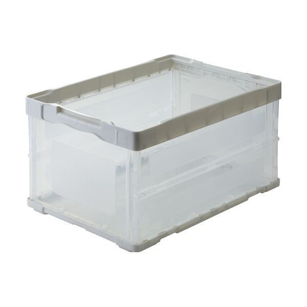 まとめ TANOSEE折りたたみコンテナ 軽量タイプ フタなし 40L ホワイト 透明 1台 ×3セット