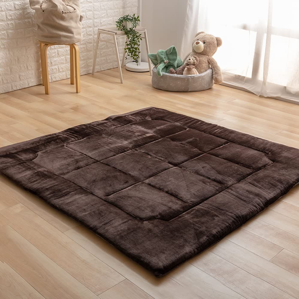 おしゃれ マット 極厚 カーペット 超極厚ラグ ラグ 185×185cm アイリスプラザ ブラウン