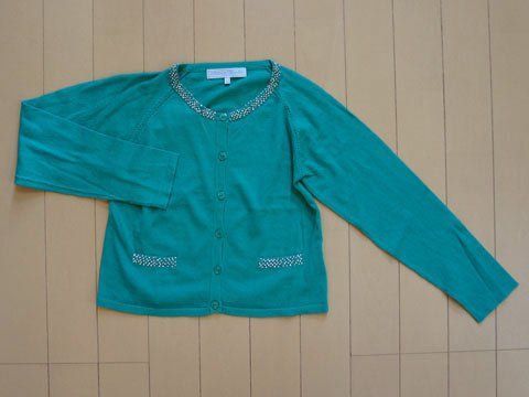 タルティーヌ エ ショコラ タルティーヌエショコラ tartine et chocolat アウトレット 子供服 女の子 120cm 長袖 カーディガン 緑 エメラルドグリーン ビーズ付き 春 夏 秋 3 トップス ガールズ キッズ 
