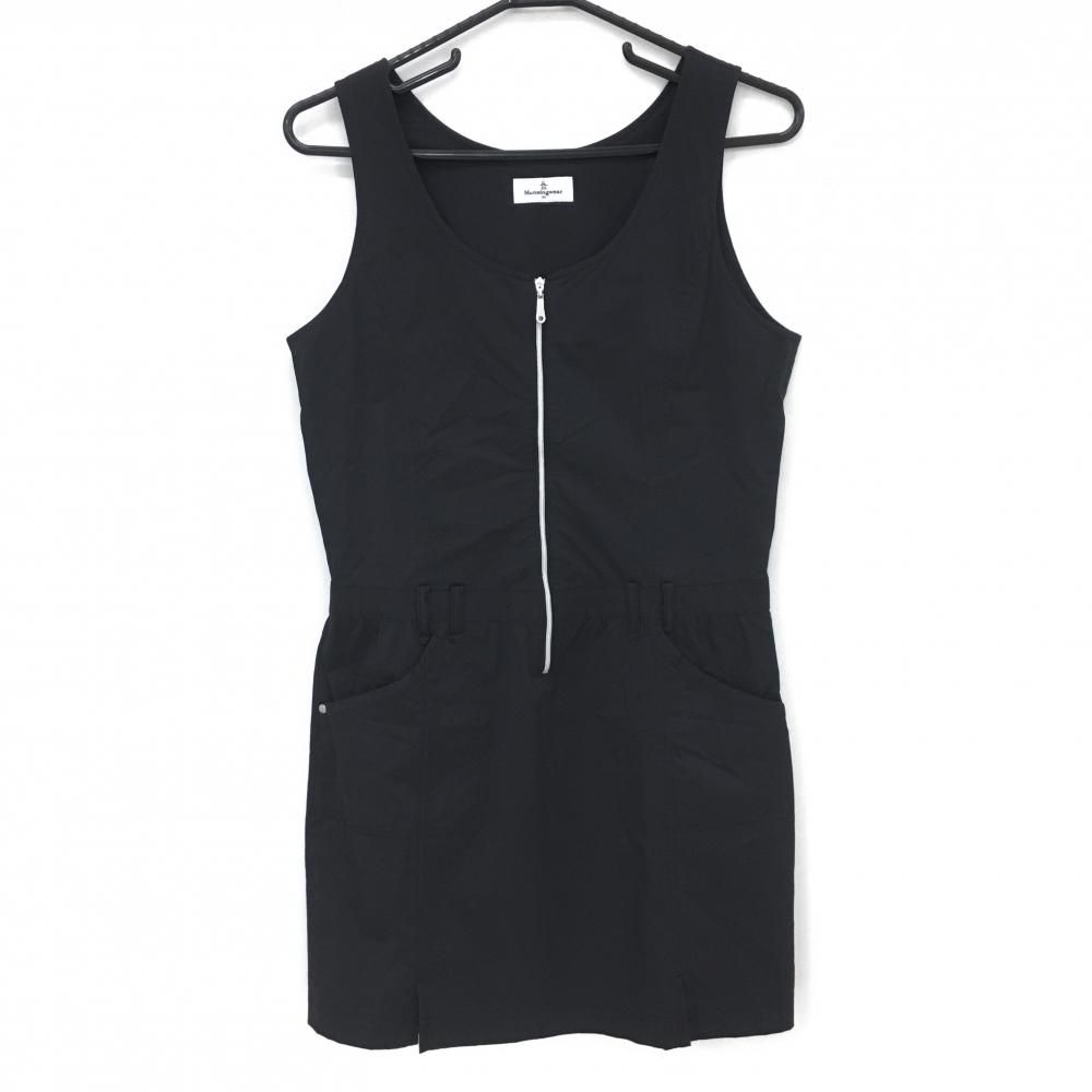 美品】マンシングウェア ノースリーブワンピース 黒 ナイロン フロント