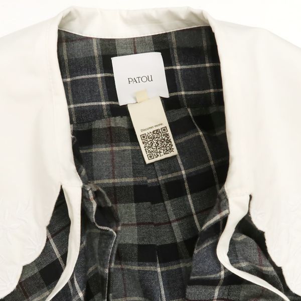 【PATOU】エンブロイダリーBIG襟 タータンチェック シャツ PATOU】エンブロイダリーBIG襟 タータンチェック シャツ