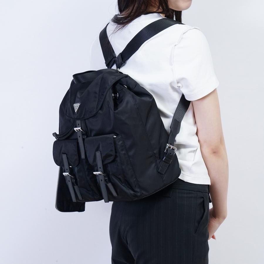 極美品▼PRADA プラダ 1BZ811 ナイロン レザー RE-NYLON トライアングルロゴ バックパック ミディアム ポーチ付き リュック 定価335500円 プラダ バックパック PRADA 鞄 カバン 1BZ811 Re-Nylon ミディアム
