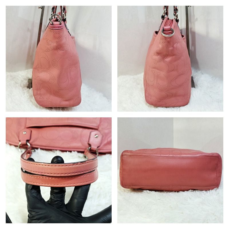 コーチ COACH シグネチャー パンチングレザー 肩掛け ショルダーバッグ 