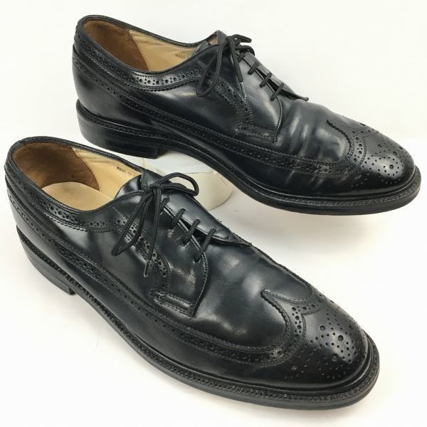 交換OK Vintage 品 JARMAN|ジャーマン ロングウイングチッップ ビジネスシューズ 黒|BLACK size11M 28.5-29.0程度|メンズ|菅NO.ZH-60<sale>