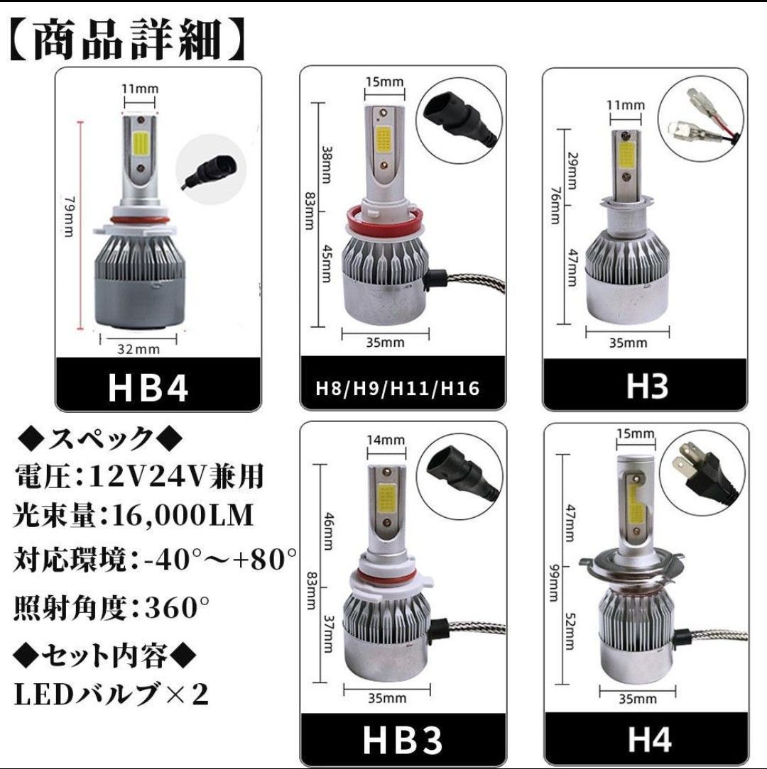 H8 H9 H11 H16 LEDフォグランプ ライトブルー 2個セット - メルカリ