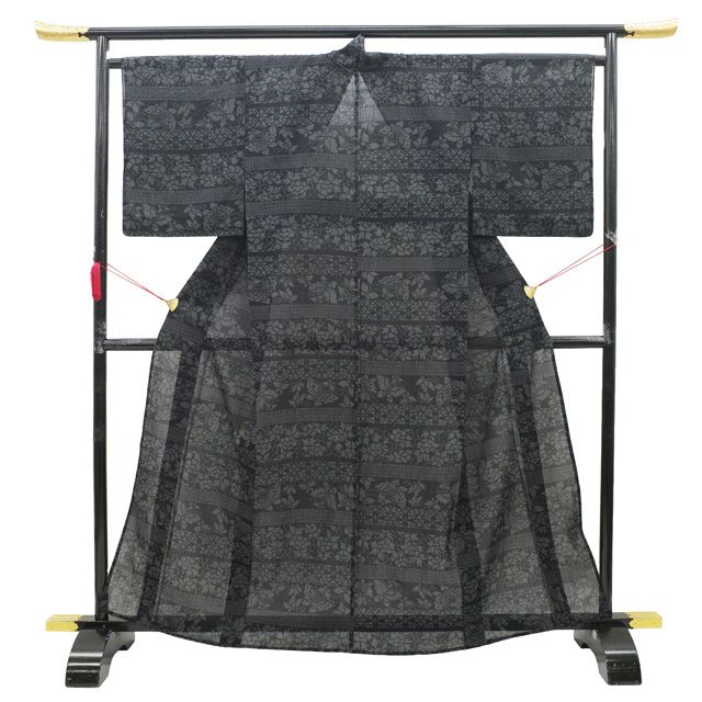 中古】 夏物 夏結城 単衣 着物 リサイクル 紬 正絹 100亀甲