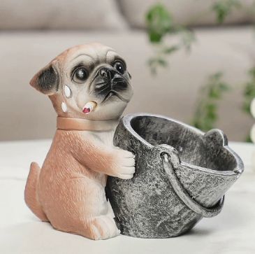 パグ 置物 小物入れドッグ 犬 収納ボックス 卓上収納 雑貨収納 かご 灰皿