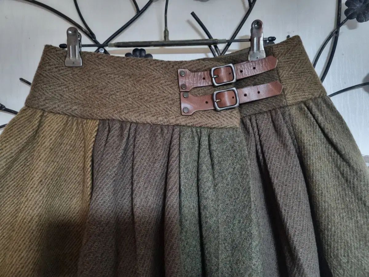 ラルフローレン ヘリンボーン ウール ベルト プリーツ ラップスカート 2