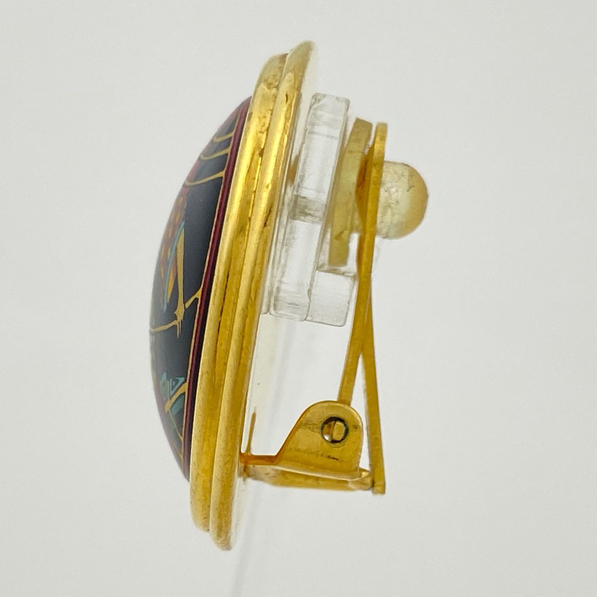 エルメス HERMES エマイユ イヤリング ラウンド 馬柄 七宝焼き イヤリング GP ゴールド ブラック レディース