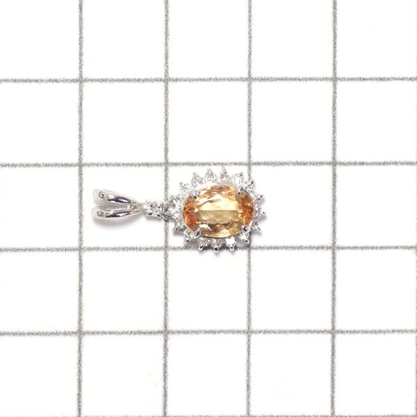 Pt900 インペリアルトパーズ ダイヤモンド ペンダントトップ 1.62ct D0