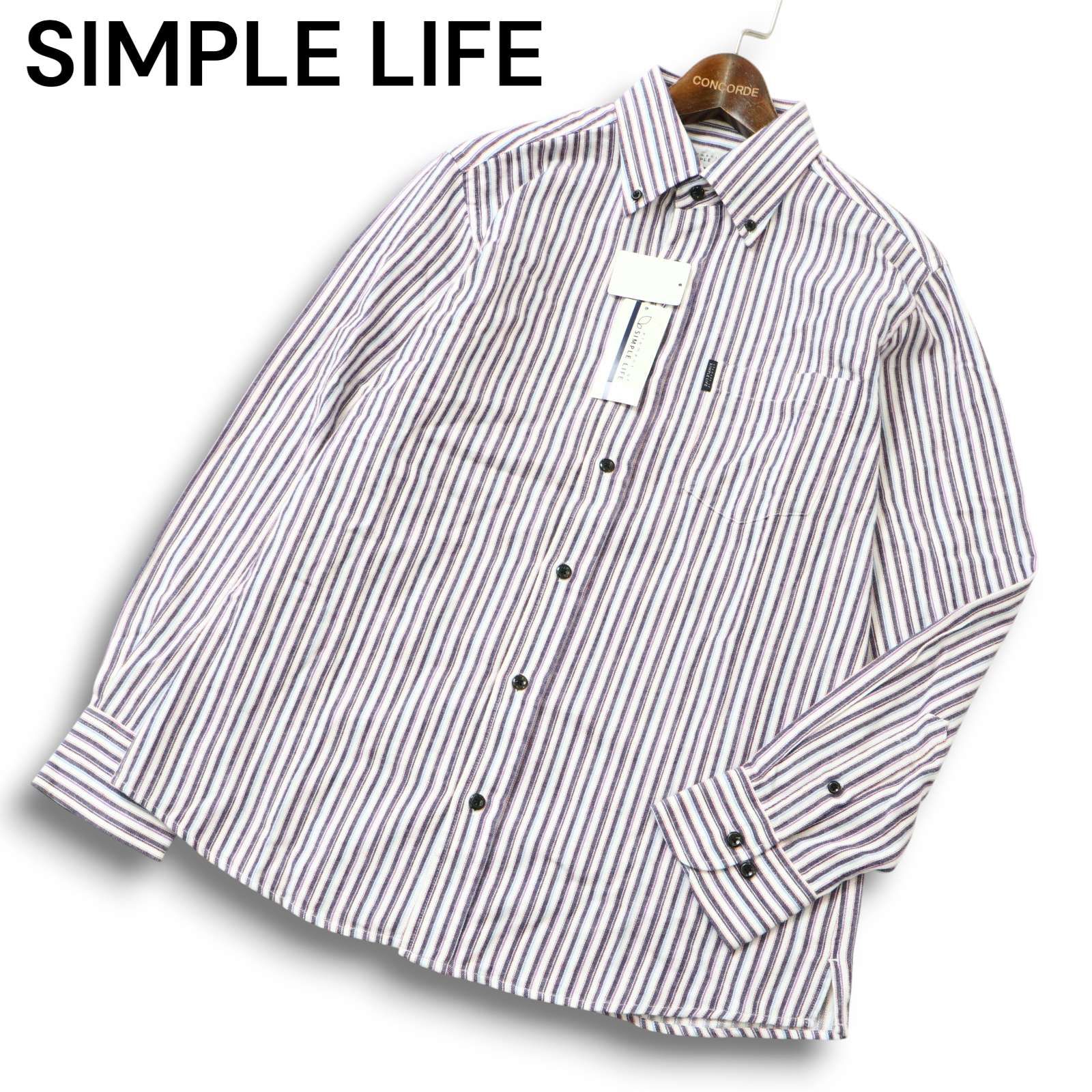 【大人の休日スタイル 切り替え風デザイン】新品 SIMPLE LIFE シンプルライフ ウール混 ネップ クルーネック ニット セーター L / n0208_40 □SIMPLE LIFE シンプルライフ 秋冬 ウール混 起毛 グレンチェック柄