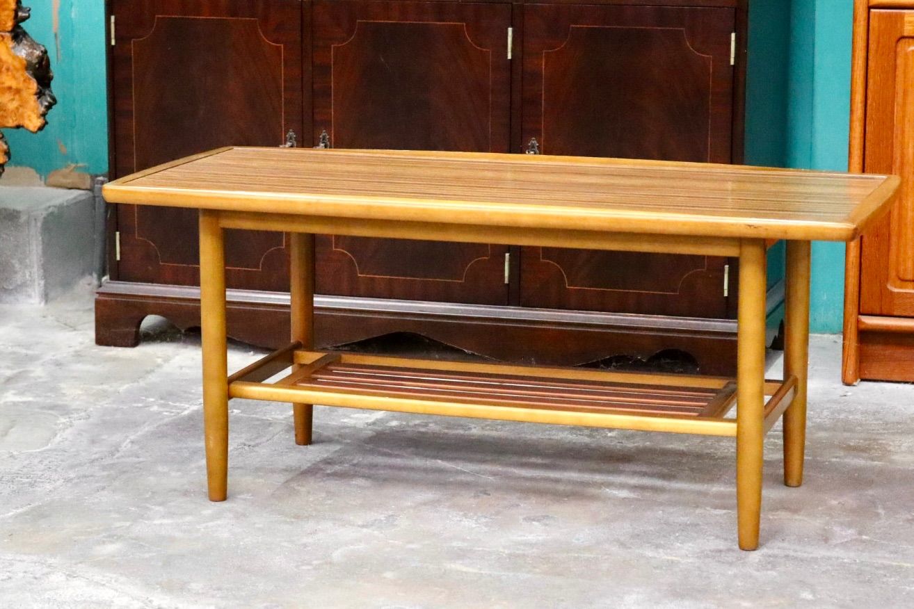 GMIH255○karimoku カリモク センターテーブル ローテーブル リビングテーブル コーヒーテーブル 棚付き 木製 レトロ ヴィンテージ