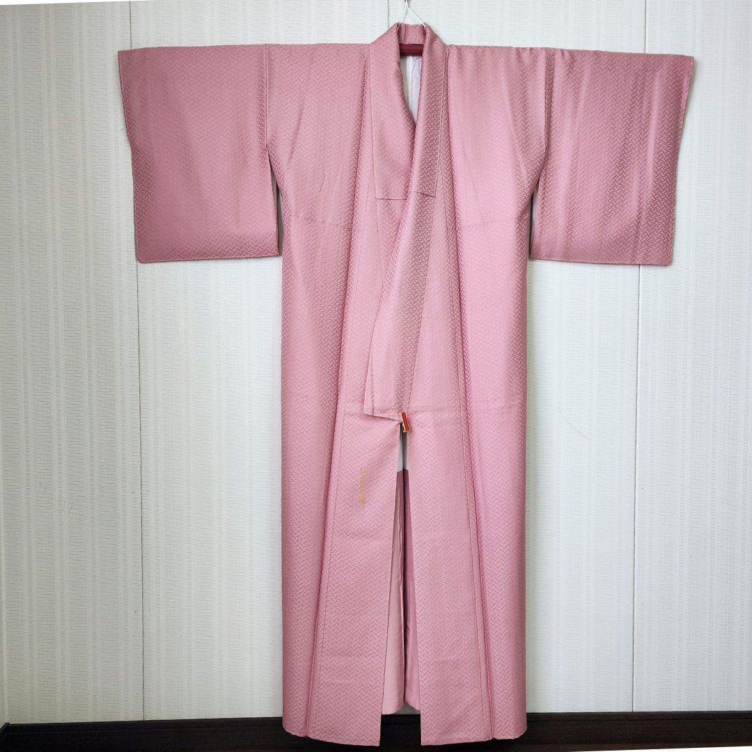 紅花染の美品】しつけ糸付き 色無地 正絹 袷 ピンク 紅花草木染