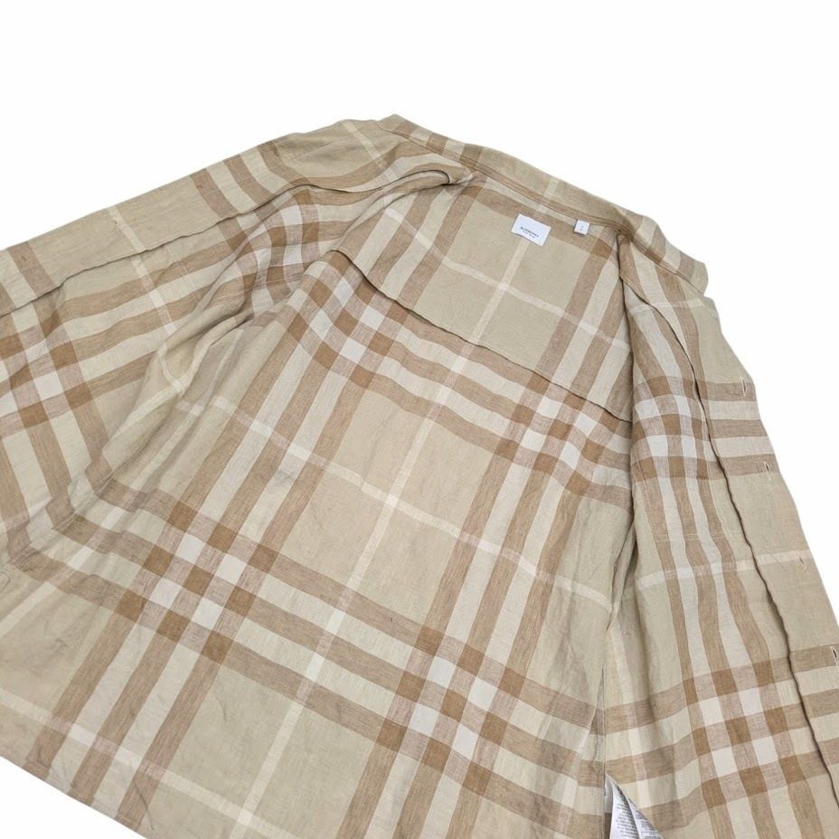 BURBERRY LONDON バーバリーロンドン メンズ 半袖 麻100 L BURBERRY Burberry RAYMOND SHIRT バーバリー ロンドン 半袖リネン