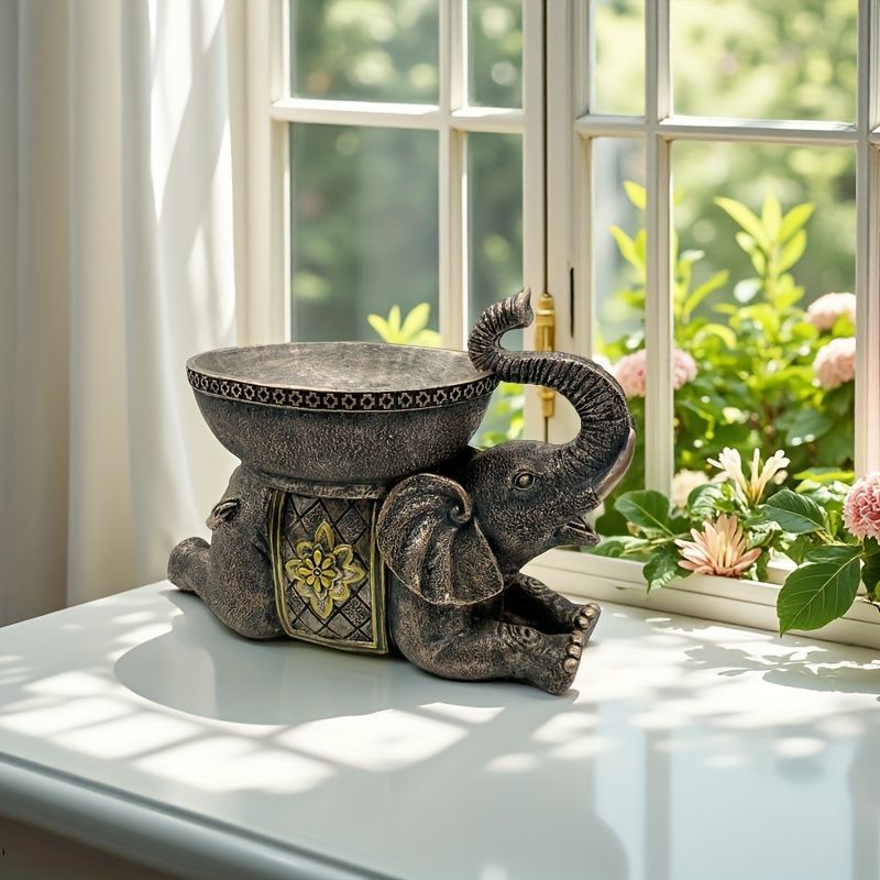 小物入れ 樹脂 レジン オーナメント ゾウ ガネーシャ 水浴びをしてるゾウ ジュエリー 鍵 リビング 玄関 バスルーム タイ ベトナム シンプル ブルー ブロンズ NEXPOTALLINN_EU