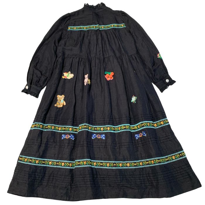 1点限り】yukiemon メリー ワンピース マキシ リネン さくらんぼ ベア  