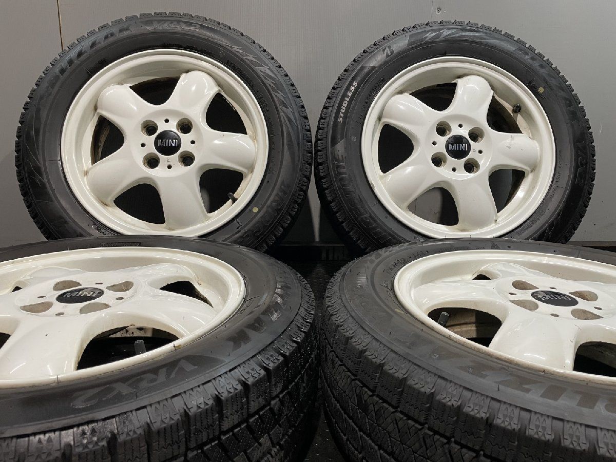 タイヤ走行短め BS BLIZZAK VRX2 175 65R15 スタッドレス BMW R56 MINI 純正ホイール 15インチ 5.5J4HPCD100 45 ホワイト KTB339