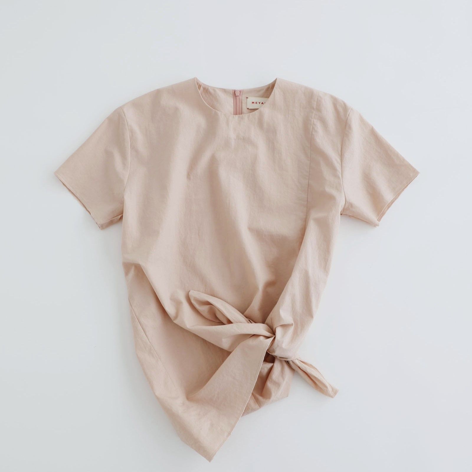 MEYAME メヤメ SLIT BLOUSE BLACK スリット ブラウス 半袖 コットン 