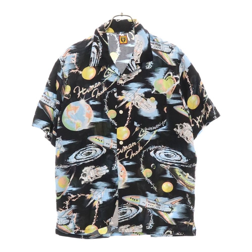 HUMAN MADE (ヒューマンメイド) 24SS Graphic Vacation Shirt グラフィック バケーション 半袖 レーヨン シャツ ブラック HM27SH024