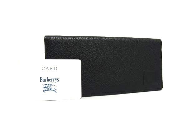 Burberrys バーバリーズ レザー 内部ノバチェック 二つ折り 長財布 札入れ カード入れ レディース ブラック系 FG3847