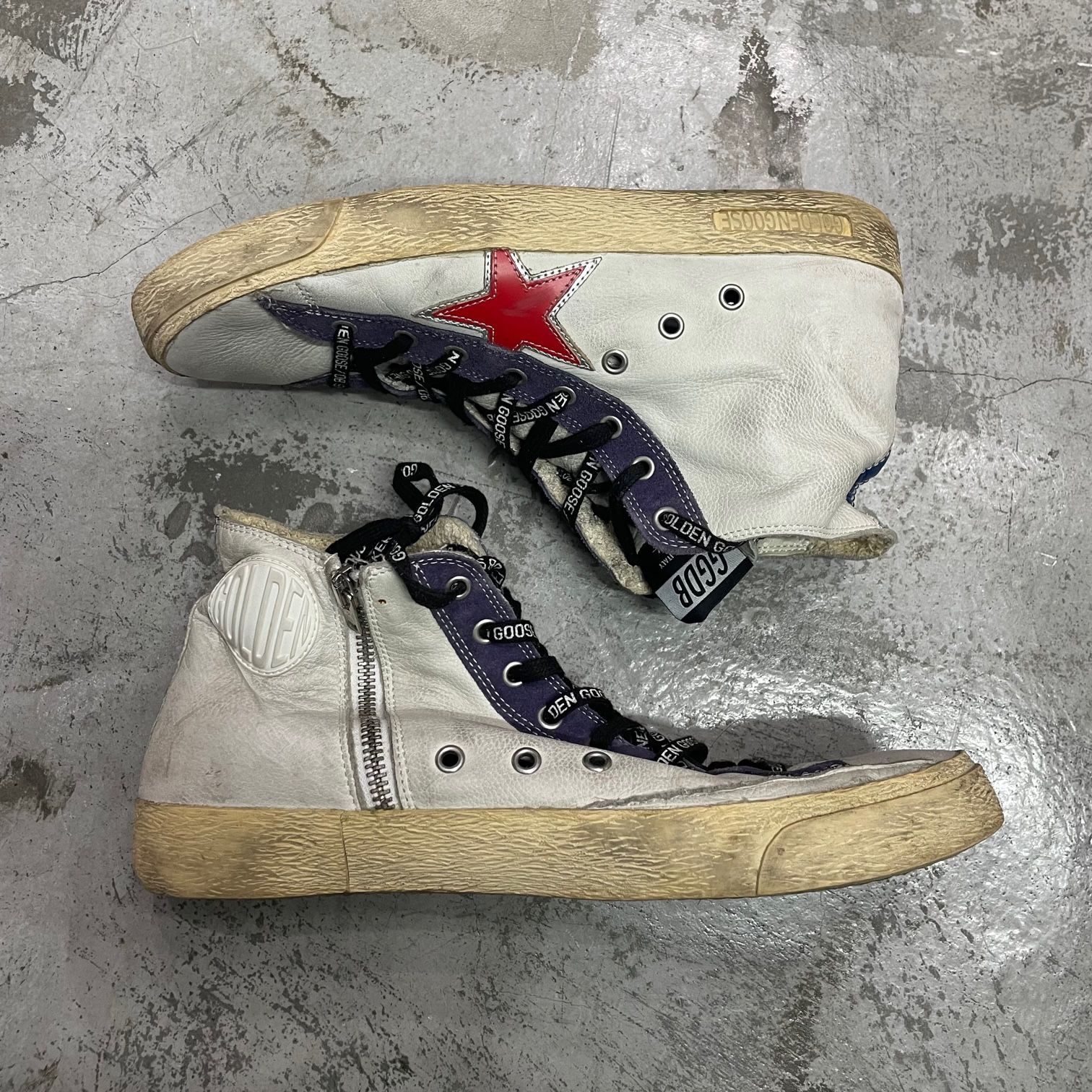 GOLDEN GOOSE サイドジップ レザー ハイカット スニーカー ゴールデングース 42 75010A1