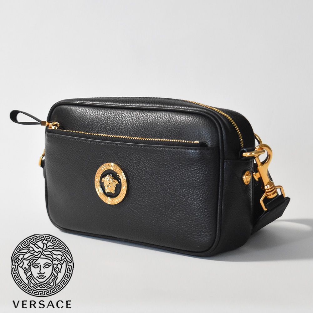 美品✨】VERSACE ボディバッグ メデューサ レザー ブラック ゴールド