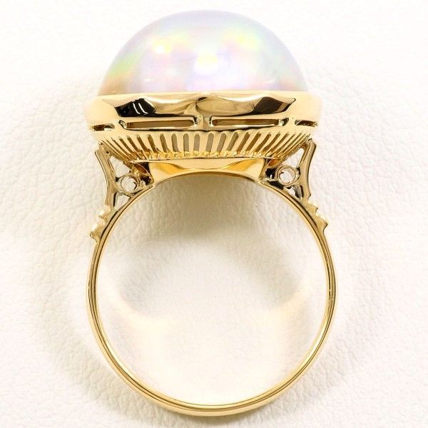 18k ビッグパールリング　イエローゴールド K18 18金 YG イエローゴールド パールリング 指輪