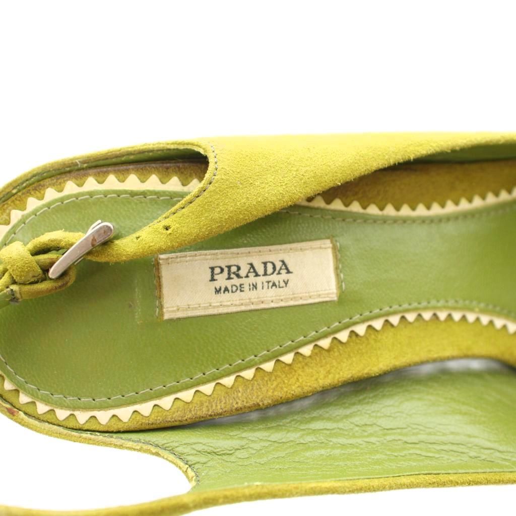 プラダ PRADA バックストラップ スエードサンダル 23cm程度 グリーン